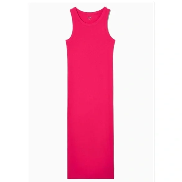 COS Ribbed Tube Tank Midi Dress XS Pink - Picture 3 of 10